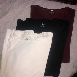 H&M Regular Fit Crew Neck T-shirt 3 Pack Bundle